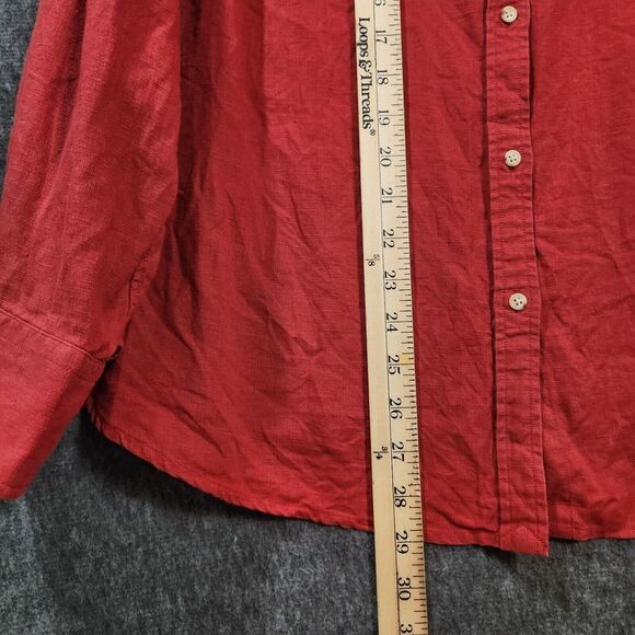 Lauren Ralph Lauren Women's 100% Linen Button Up Shirt Size 1X Red Tab Sleeved - Picture 6 of 9